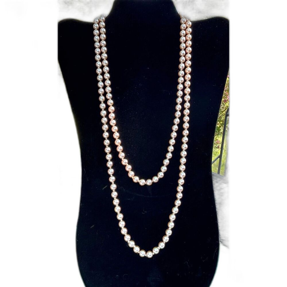 Vintage Faux Pearl Opera Necklace | Long Knotted Pearl Strand | Classic Wedding